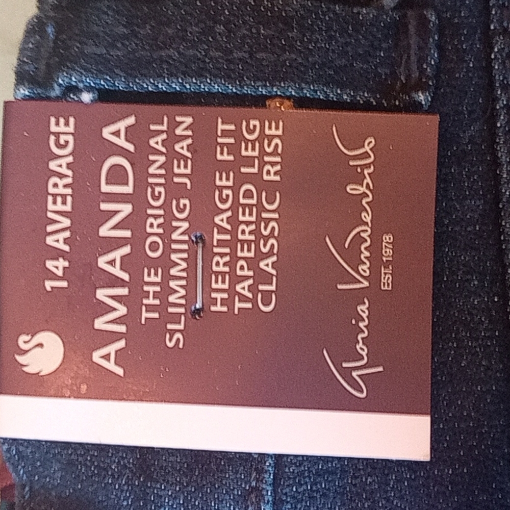 Denim Blue Jeans 14 By Gloria Vanderbilt NWT Heritage Amanda Cut Slimming - Picture 4 of 7